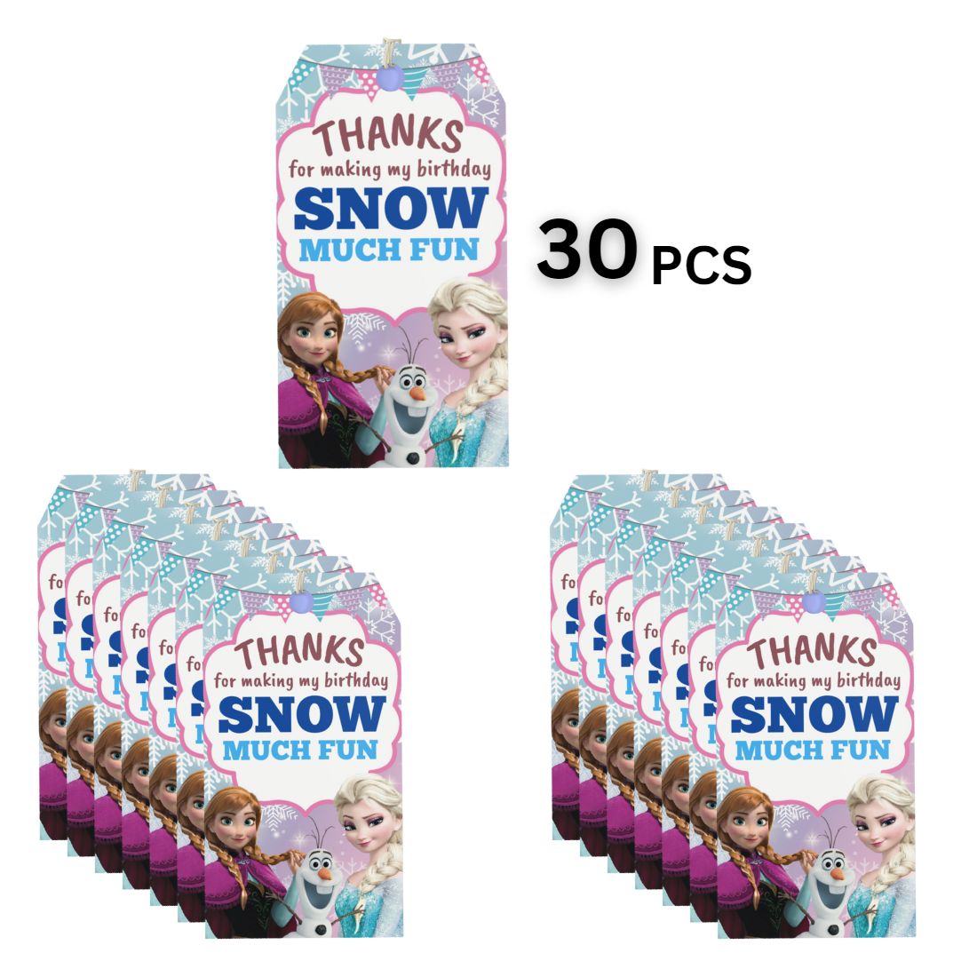 Frozen Theme Birthday Favour Tags (2 x 3.5 inches/250 GSM Cardstock/Multicolour/30Pcs)