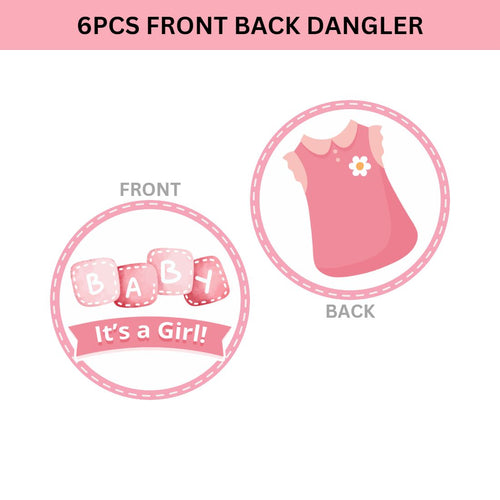 Load image into Gallery viewer, Baby Girl Welcome Danglers - (6 inches/250 GSM Cardstock/Mixcolour/6Pcs)

