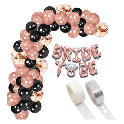 Load image into Gallery viewer, Rose Gold Bride To Be Balloons and Confetti Balloons Black, Metallic Rose Gold Balloons Set for Bridal Shower Decorations -58 Pcs

