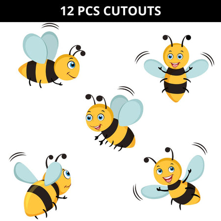 Honey Bee Bumble Bee Cut Outs Theme Birthday Decoration(12 Pcs)