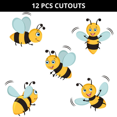 Load image into Gallery viewer, Honey Bee Bumble Bee Cut Outs Theme Birthday Decoration(12 Pcs)
