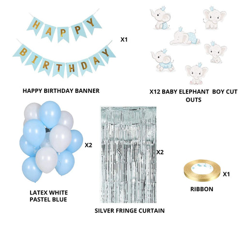 Load image into Gallery viewer, Baby Elephant Boy Theme Balloon Decor DIY Kit (56 Pcs)
