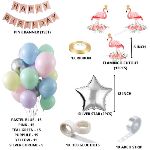 Load image into Gallery viewer, Flamingo Theme Birthday Balloon Decoration DIY Kit (98 Pcs)
