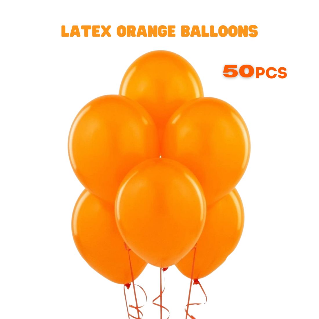 Latex Balloons(Orange) 10" (Pack of 50)