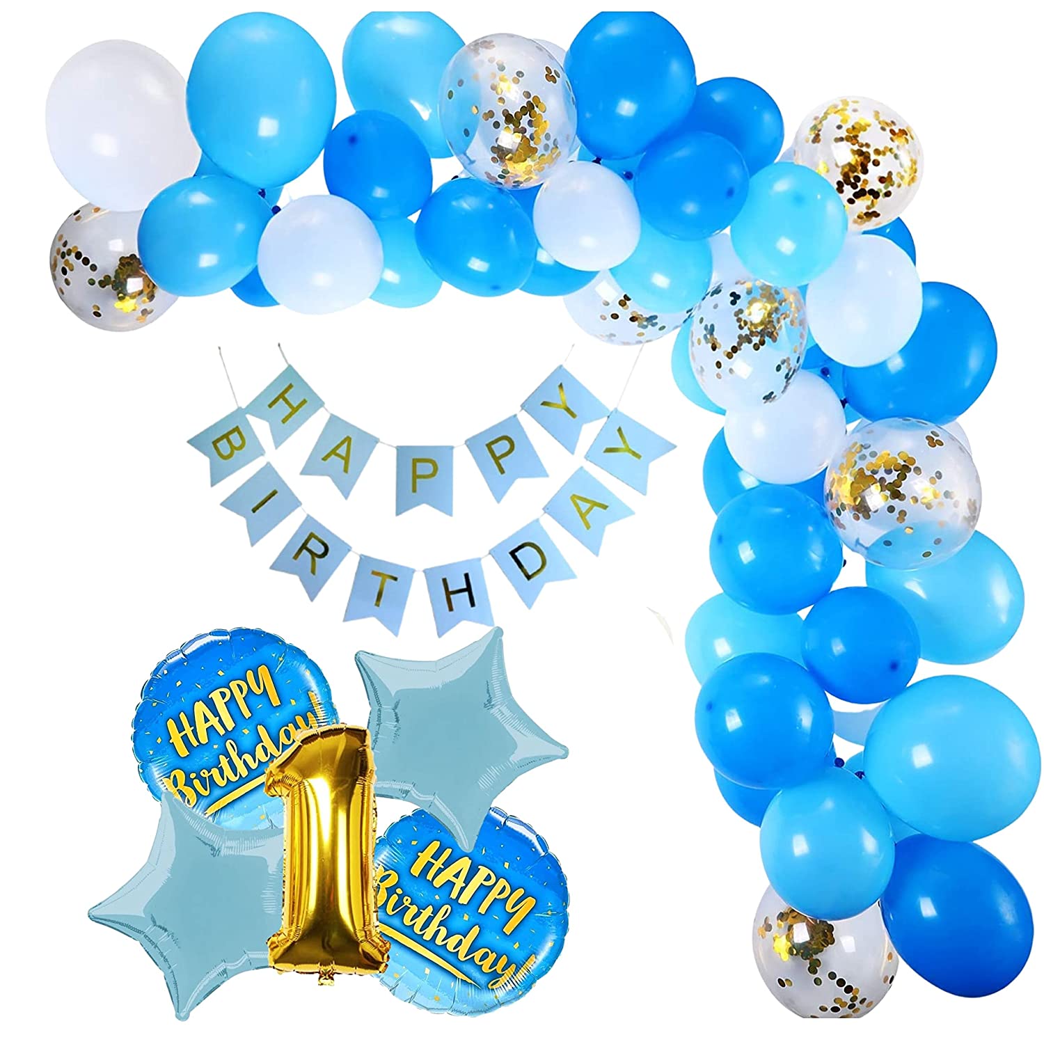 1st Birthday Decorations kit for Boys - 80 pcs Combo Sets