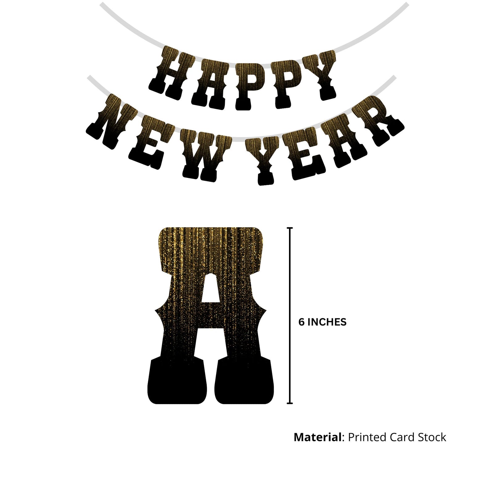 Happy New Year Decoration Kits- (10 Inches/Latex/Black, Metallic Gold, Silver Chrome/69 Pcs)