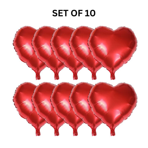 Load image into Gallery viewer, Red Heart Shape Foil Balloon 18″ inch for Anniversary, Valentine Party &amp; Happy Birthday Party Pack of 10
