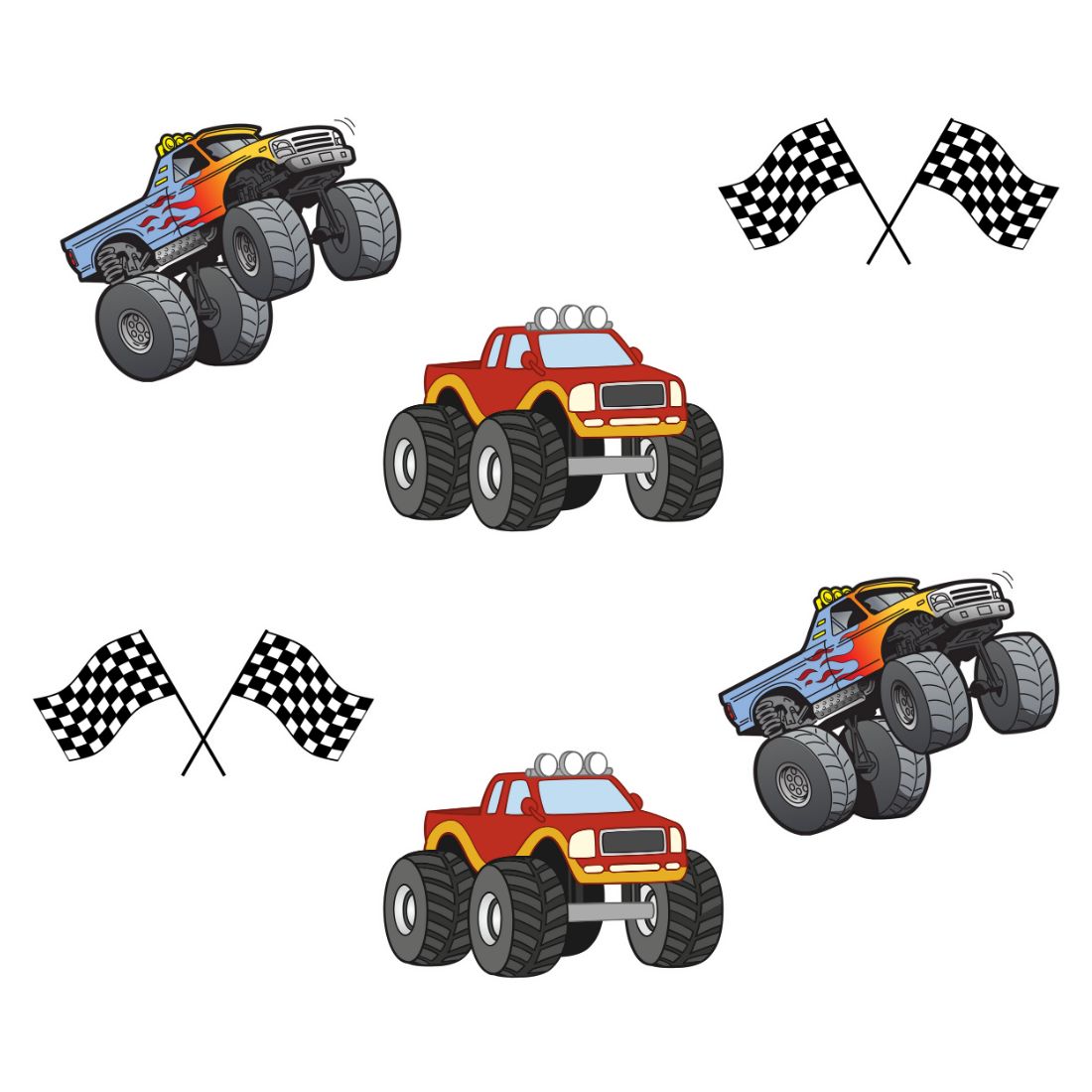 Monster Truck Theme Cutout - (6 inches/250 GSM Cardstock/Mixcolour/12Pcs)