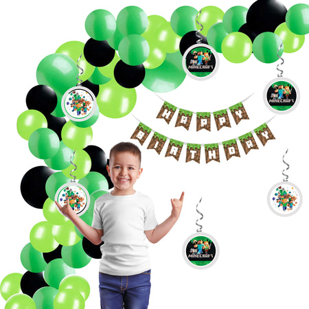 Minecraft theme Birthday Decoration Kit - 69 Pcs