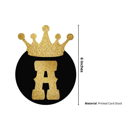 Load image into Gallery viewer, Crown theme Happy Birthday Banner (6 inches/250 GSM Cardstock/Black ,Gold/13Pcs)
