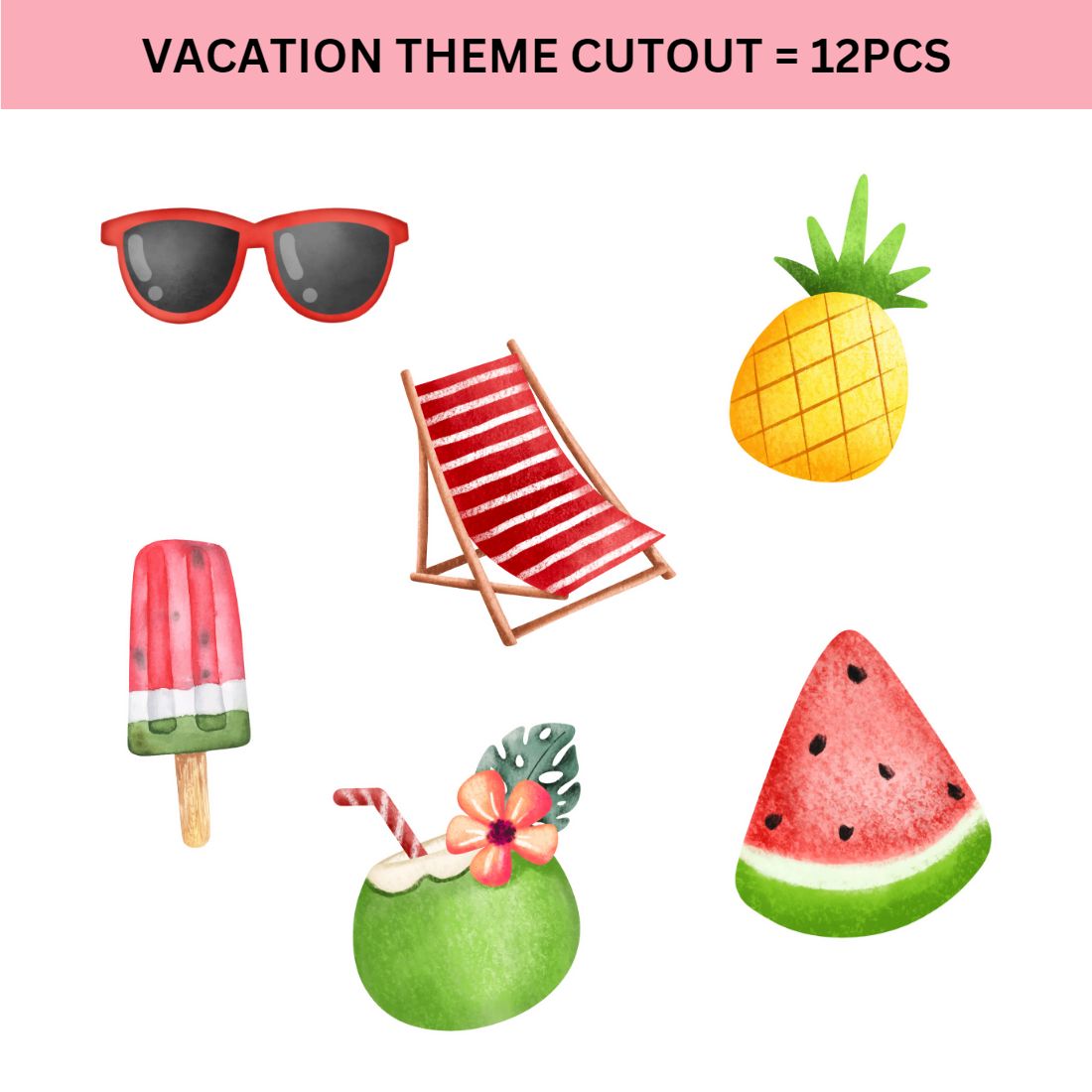 Vacation Theme Cutout (6 inches/250 GSM Cardstock/Mixcolour/12Pcs)