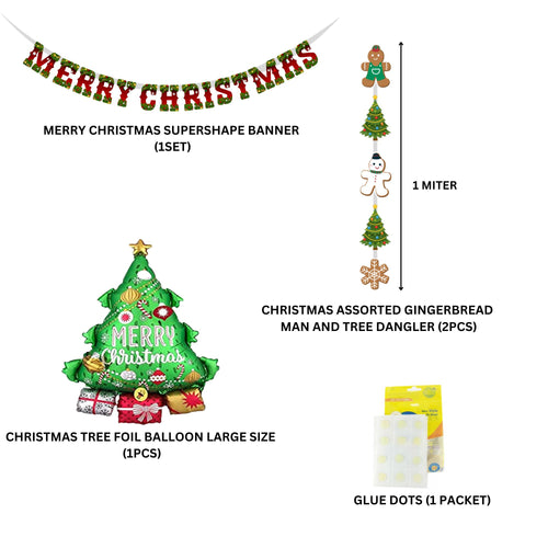 Load image into Gallery viewer, Merry Christmas Theme Decoration Kit- (6 inches/250 GSM Cardstock/Red, Green/25 Pcs)
