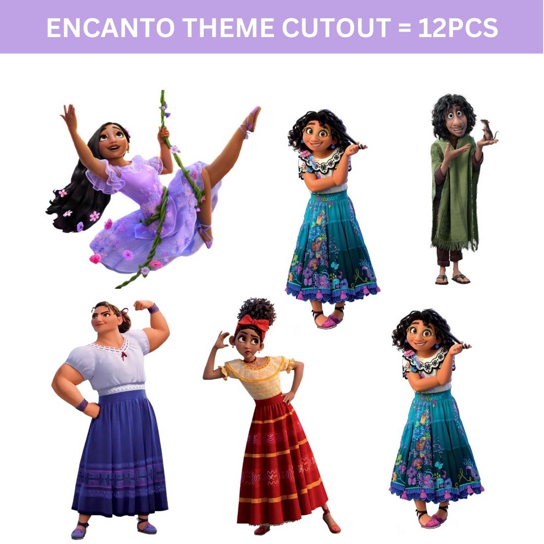 Encanto Theme Cutout (6 inches/250 GSM Cardstock/Mixcolour/12Pcs)