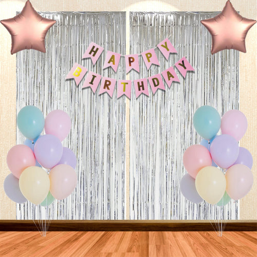 Load image into Gallery viewer, 26PCS Happy Birthday Pastel Pink, Blue, Yellow &amp; Purple Balloon Decor Kit
