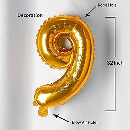 32 Inches Number Foil Balloon, Gold Color
