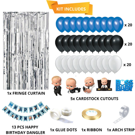 Boss Baby Theme Decorations Combo Set 82Pcs for Boys Birthday Decorations Items Set
