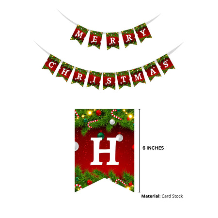 Merry Christmas Theme Decoration Kit (6 inches / 250 GSM Card Stock / Red, Green / 25 Pcs)