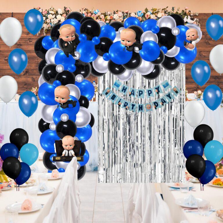 Boss Baby Theme Decorations Combo Set 82Pcs for Boys Birthday Decorations Items Set