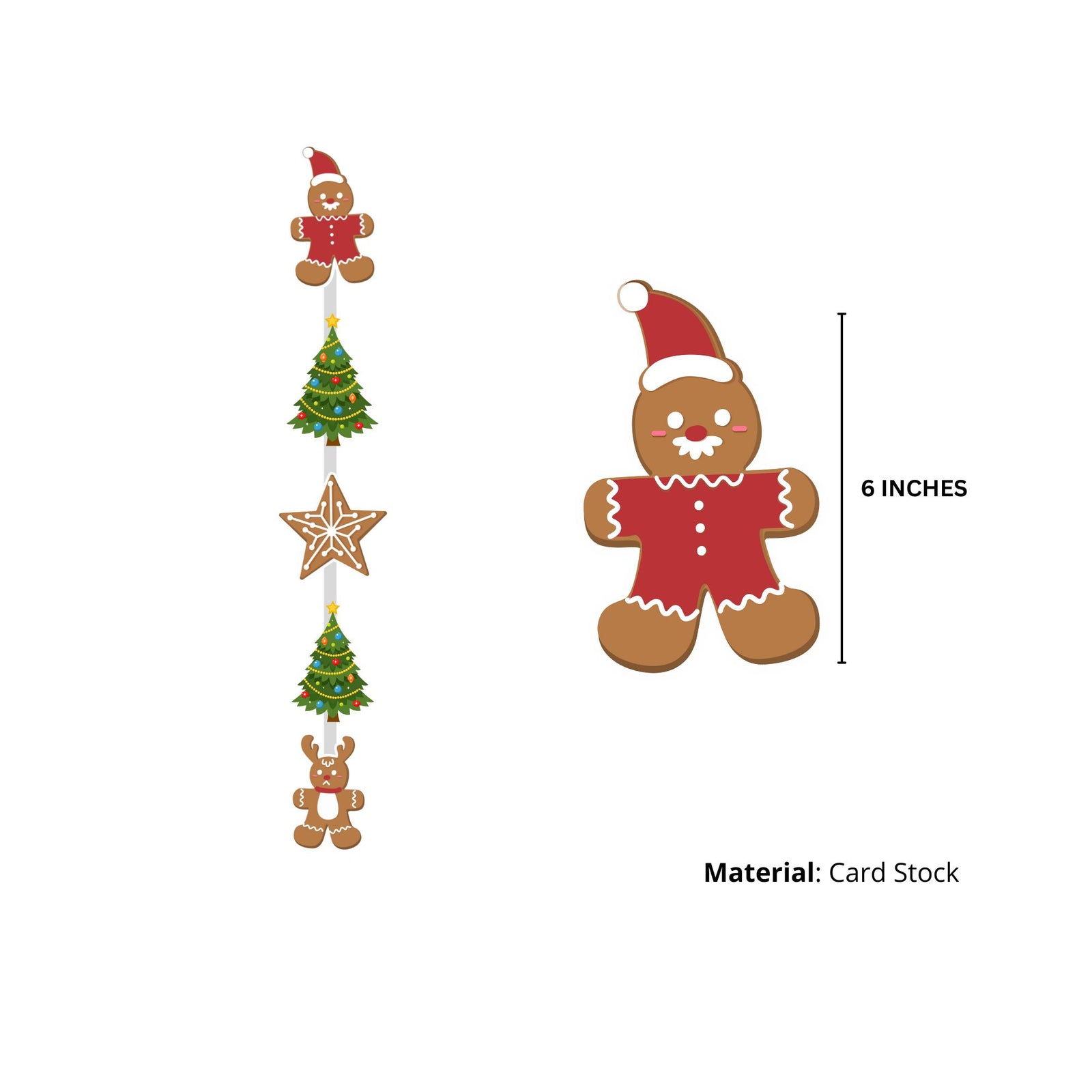 Merry Christmas Theme Decoration Kit- (6 inches/250 GSM Cardstock/Red, Green/25 Pcs)