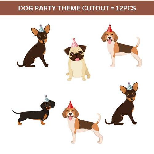 Load image into Gallery viewer, Dog Party Theme Cutout - (6 inches/250 GSM Cardstock/Black and Brown/12Pcs)
