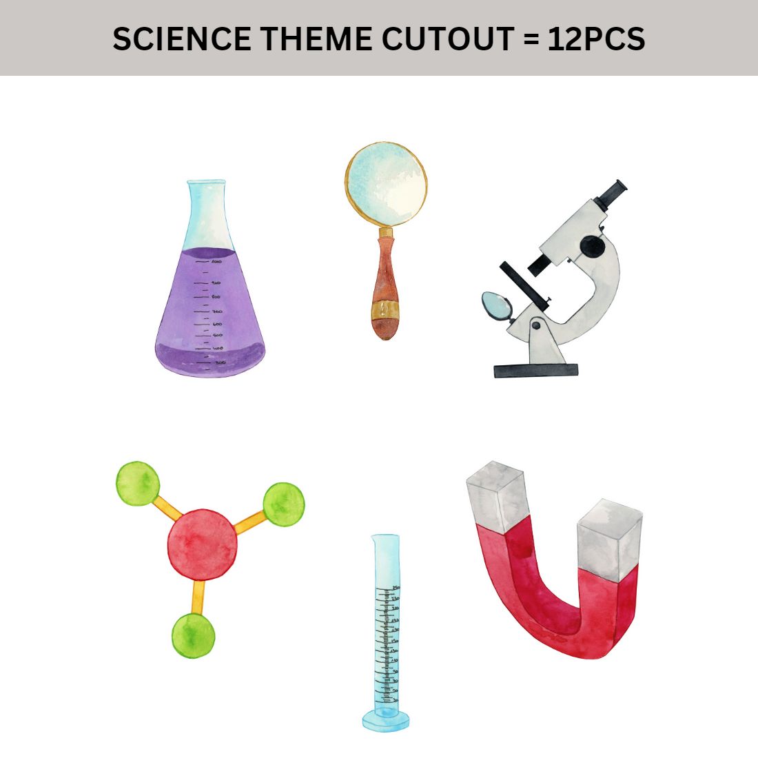 Science Theme Cutout - (6 inches/250 GSM Cardstock/Mixcolour/12Pcs)