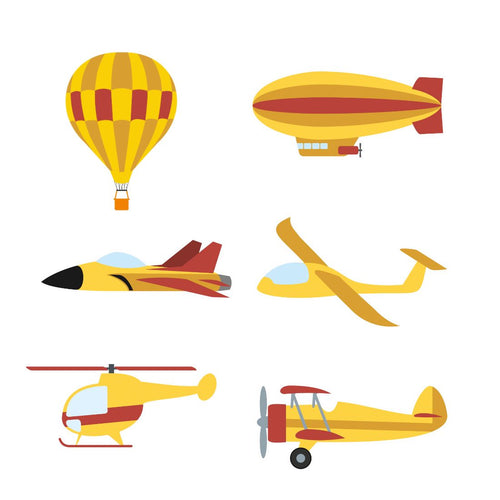 Load image into Gallery viewer, Air Transport Theme Cutout - (6 inches/250 GSM Cardstock/Red , Yellow , Black &amp; Lightblue/12Pcs)
