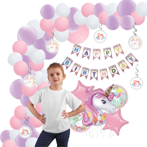 Load image into Gallery viewer, Unicorn Theme Decoration Birthday Kits- 59Pcs
