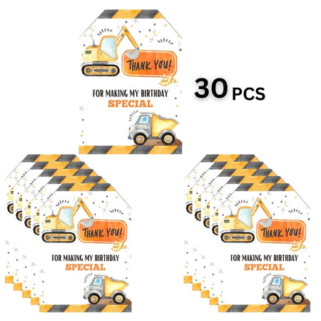 Construction Theme Birthday Favour Tags (2 x 3.5 inches/250 GSM Cardstock/Mixcolour/30Pcs)