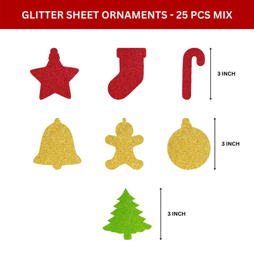 Load image into Gallery viewer, Merry Christmas Decoration Kit (5 Inches / 250 GSM Card Stock / Red, Green, Gold / 51 Pcs)
