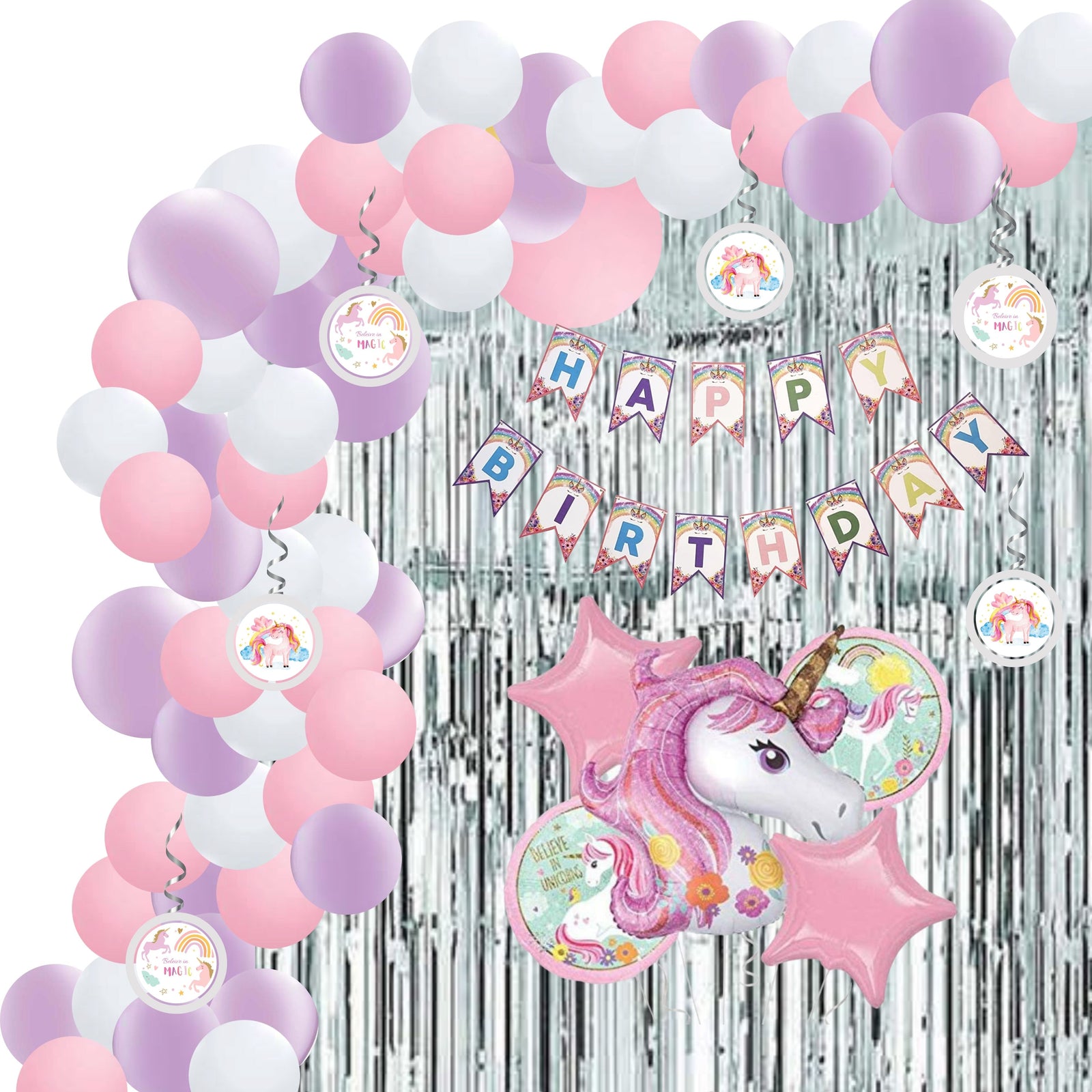 Unicorn Theme Decoration Birthday Kits- 61Pcs