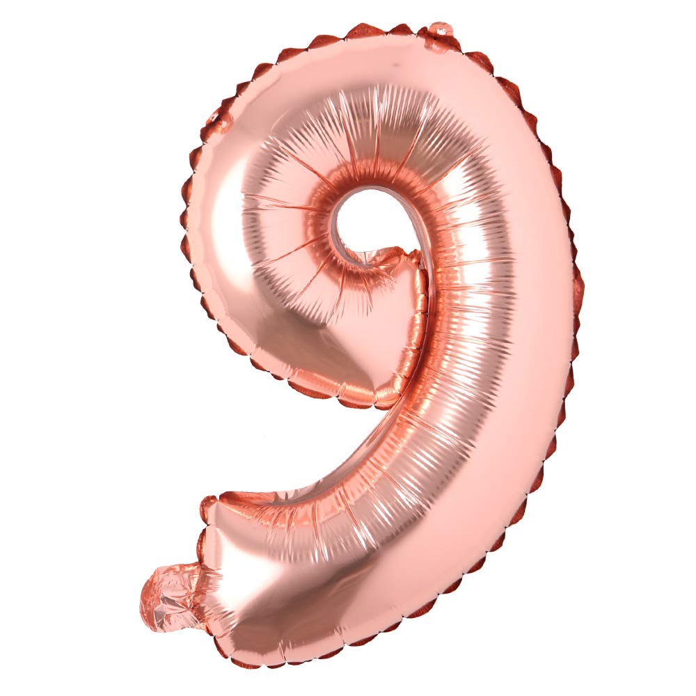 32 Inches Number Foil Balloon, Rose Gold Color, Number 9