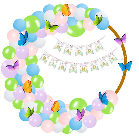 Butterfly Theme Birthday Balloon Decoration DIY Kit (76 Pcs)