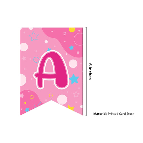 Load image into Gallery viewer, Barbie Theme Birthday Banner - (6 inches/250 GSM Cardstock/Pink  &amp; White/13Pcs)
