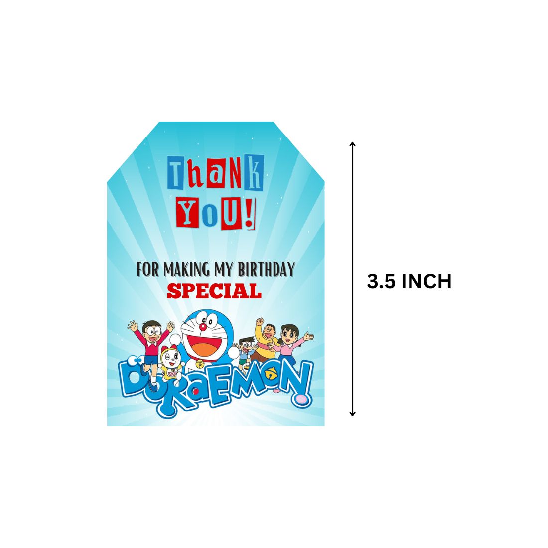 Doraemon Theme Birthday Favour Tags (2 x 3.5 inches/250 GSM Cardstock/Mixcolour/30Pcs)