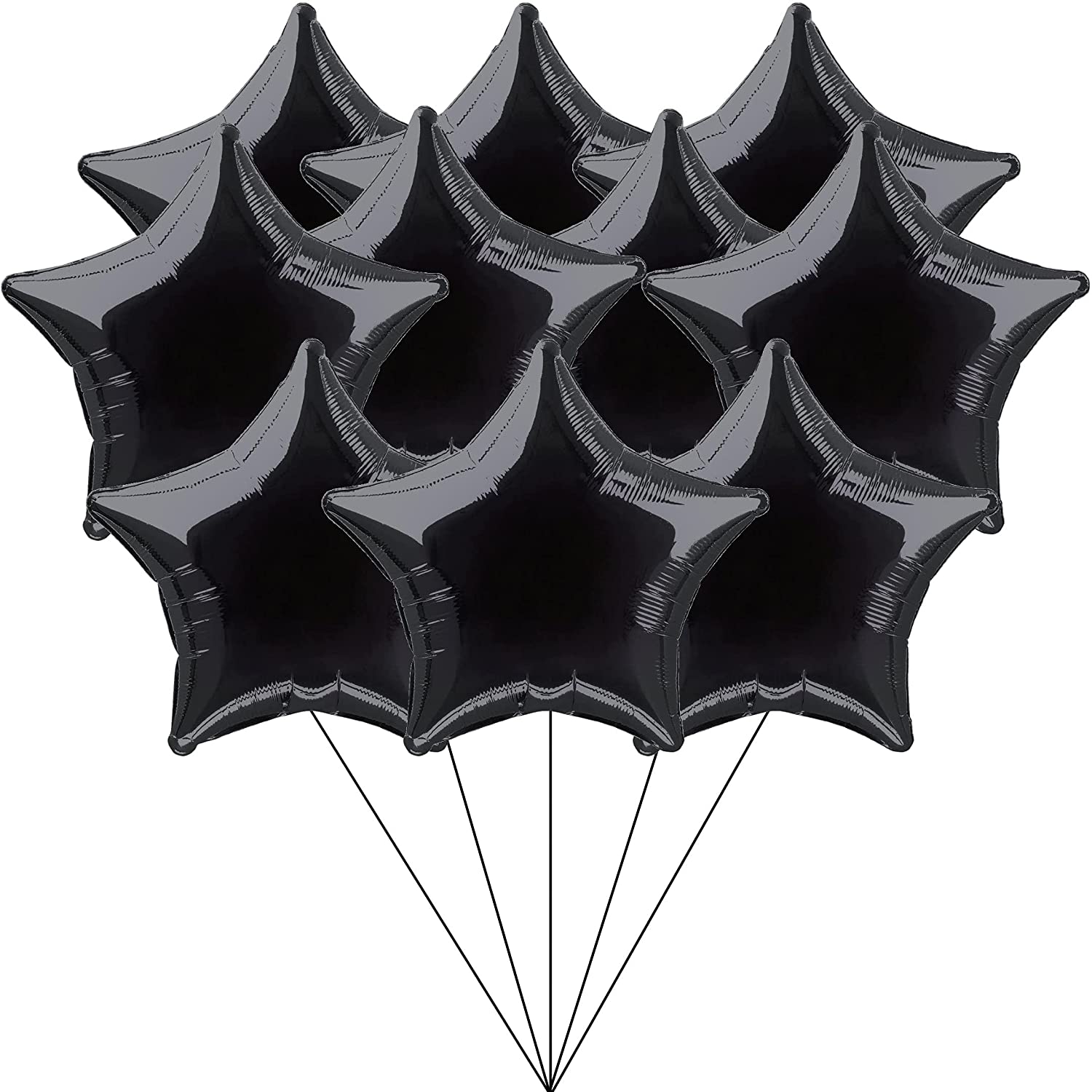 Star Black 10″ inch Foil Balloon for Birthday Party, Anniversary Pack of 10