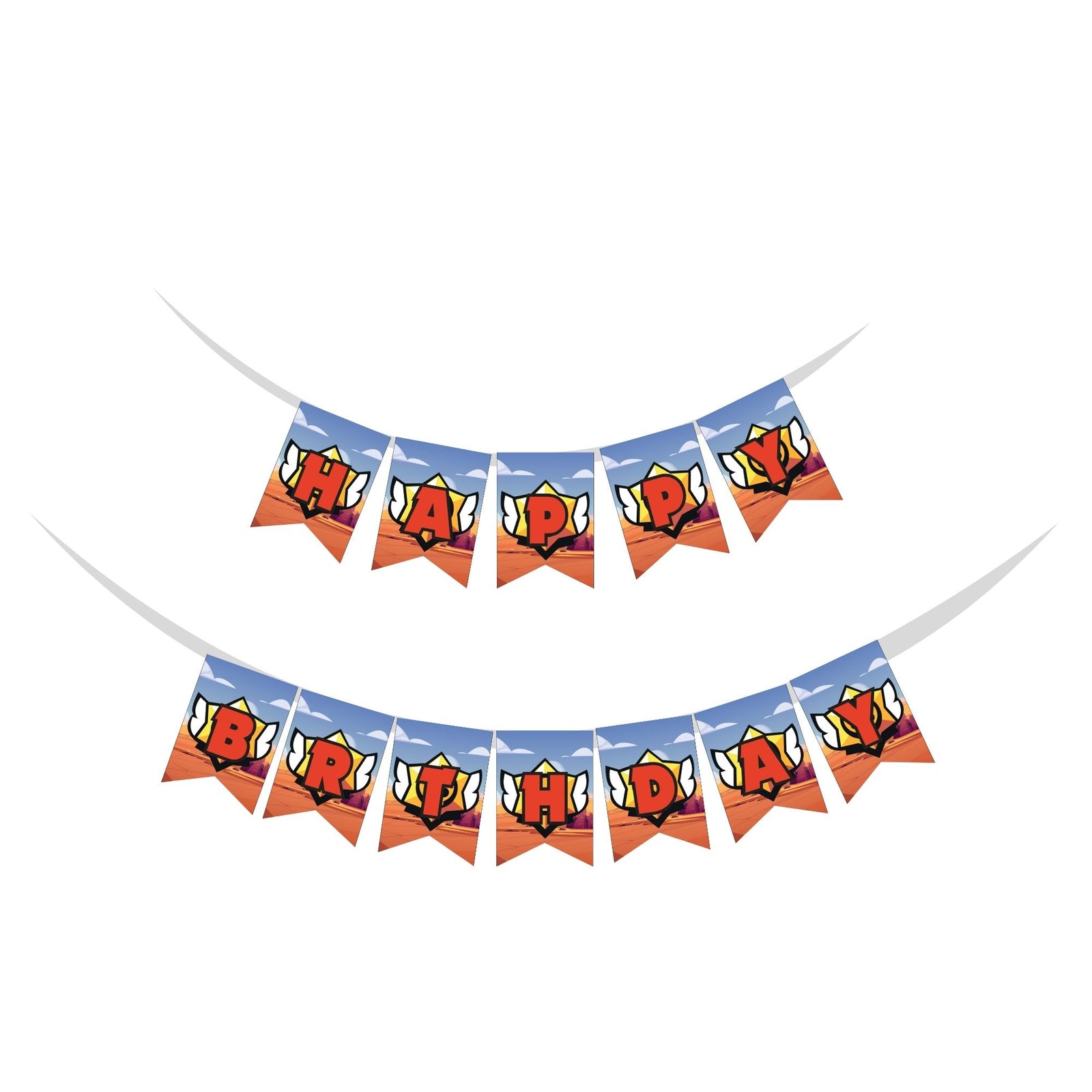 Brawl Stars Theme Happy Birthday Banner (6 Inches/250 GSM Cardstock/Mixcolour/13Pcs)
