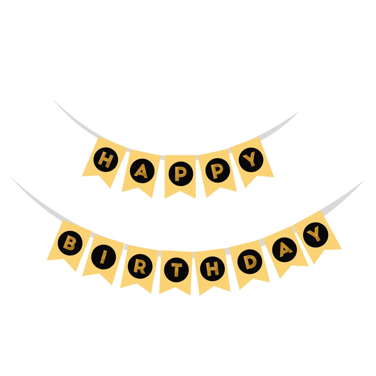 Bumble bee theme Happy Birthday Banner (6 inches/250 GSM Cardstock/Yellow, Black/13Pcs)