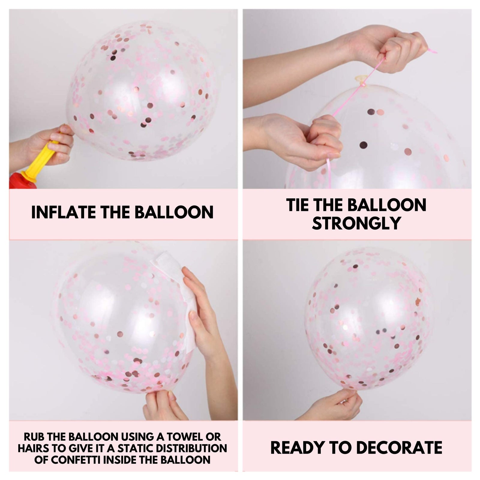 RoseGold Metallic Balloon, RoseGold Confetti, RoseGold Star Foil Balloon, RoseGold Fringe Foil curtain & Pink Happy Birthday Banner(30 Pcs)