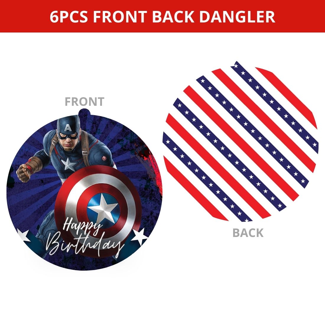 Captain America Dangler/Wall Hanging Birthday Decoration – (6 Pieces)
