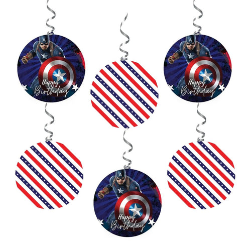 Load image into Gallery viewer, Captain America Dangler/Wall Hanging Birthday Decoration – (6 Pieces)

