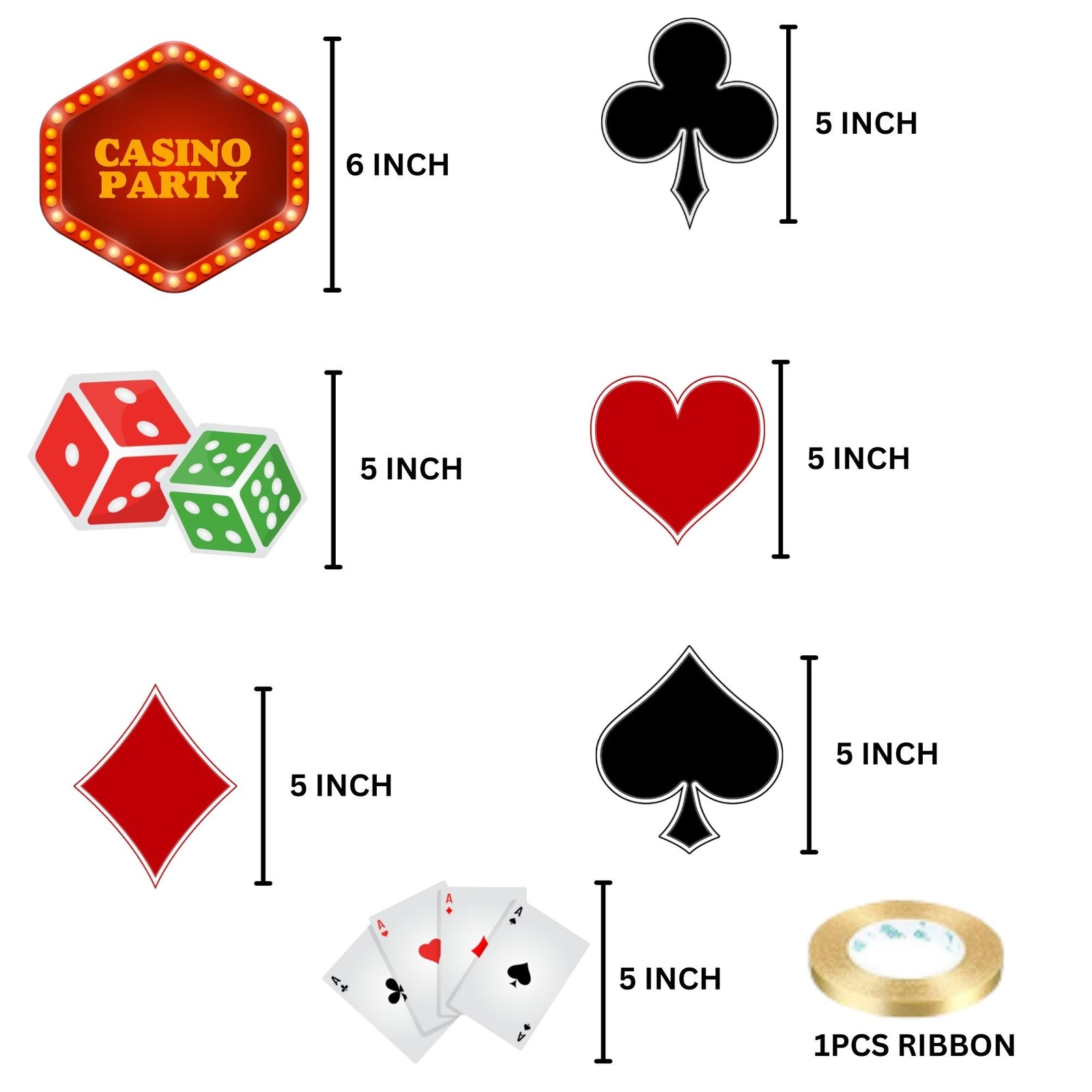 Card Party or Poker Party Dangler/Wall Hanging Decoration – (4 Pieces) - Material-Cardstock