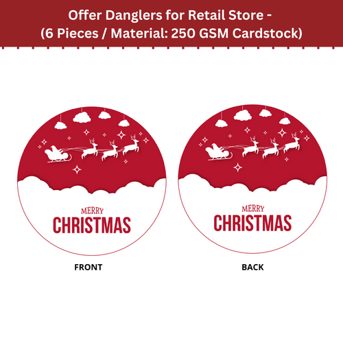 Load image into Gallery viewer, Merry Christmas Dangler/Bunting (6 Inches/250 GSM Cardstock/Red, White/6 Pieces, Front/Back)
