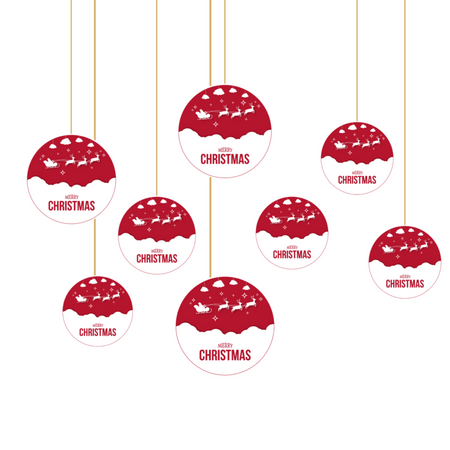 Merry Christmas Dangler/Bunting (6 Inches/250 GSM Cardstock/Red, White/6 Pieces, Front/Back)