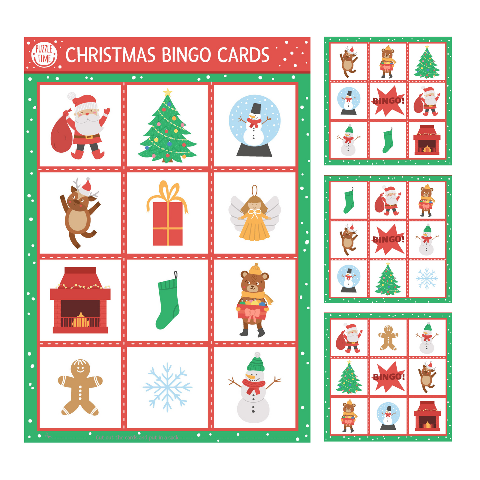 Christmas Bingo Game Card (5 Inche/250 GSM Cardstock/Multi Color/20 Cards)
