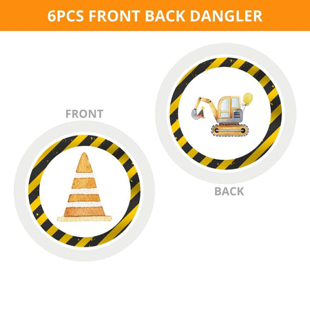 Construction Dangler/Wall Hanging Birthday Decoration – (6 Pieces)