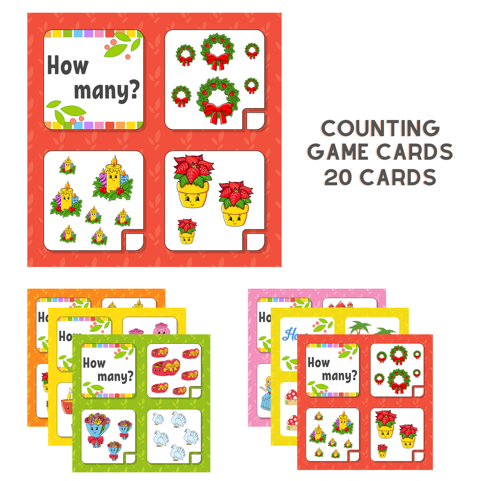 Christmas Counting Game Card (5 inches/250 GSM Cardstock/Multi/20 Cards)