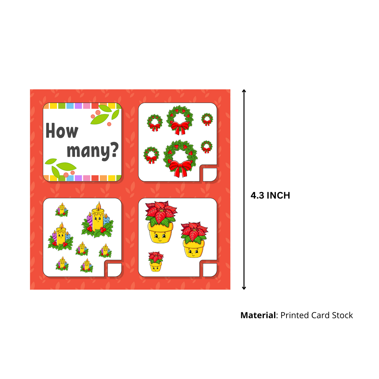 Christmas Counting Game Card (5 inches/250 GSM Cardstock/Multi/20 Cards)