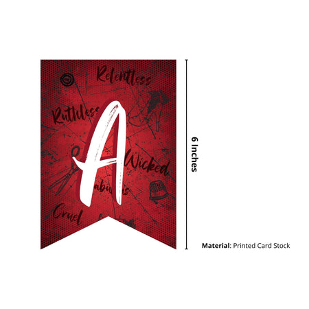 Cruella Theme Happy Birthday Banner (6 Inches/250 GSM Cardstock/Red , White , & Black/13Pcs)