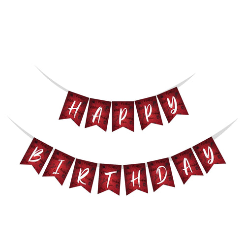 Load image into Gallery viewer, Cruella Theme Happy Birthday Banner (6 Inches/250 GSM Cardstock/Red , White , &amp; Black/13Pcs)
