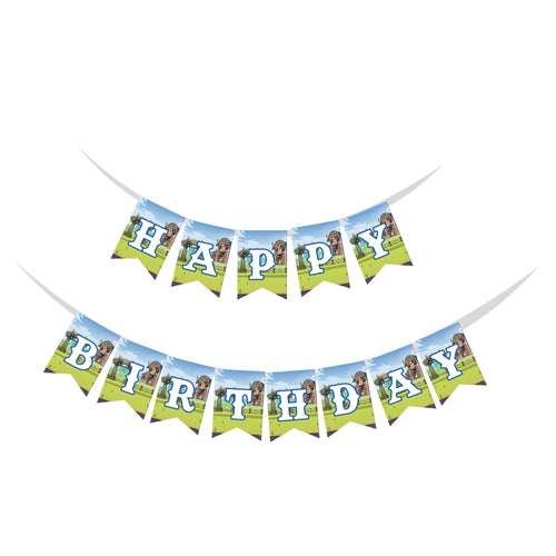 Load image into Gallery viewer, Dino Ranch Theme Happy Birthday Banner (6 Inches/250 GSM Cardstock/Mixcolour/13Pcs)
